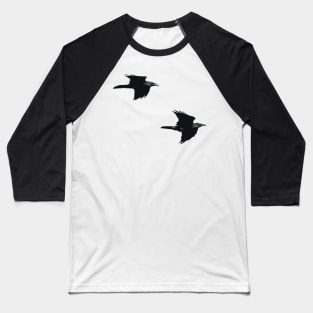 Two Ravens In Flight Vector Cut Out Baseball T-Shirt